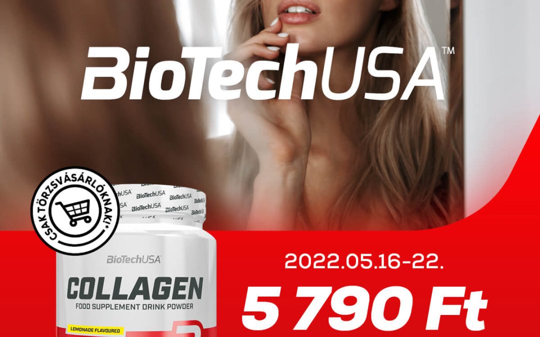 BioTechUSA: Kollagéntartalmú étrend-kiegészítő italport hialuronsavval, C- és E-vitaminnal